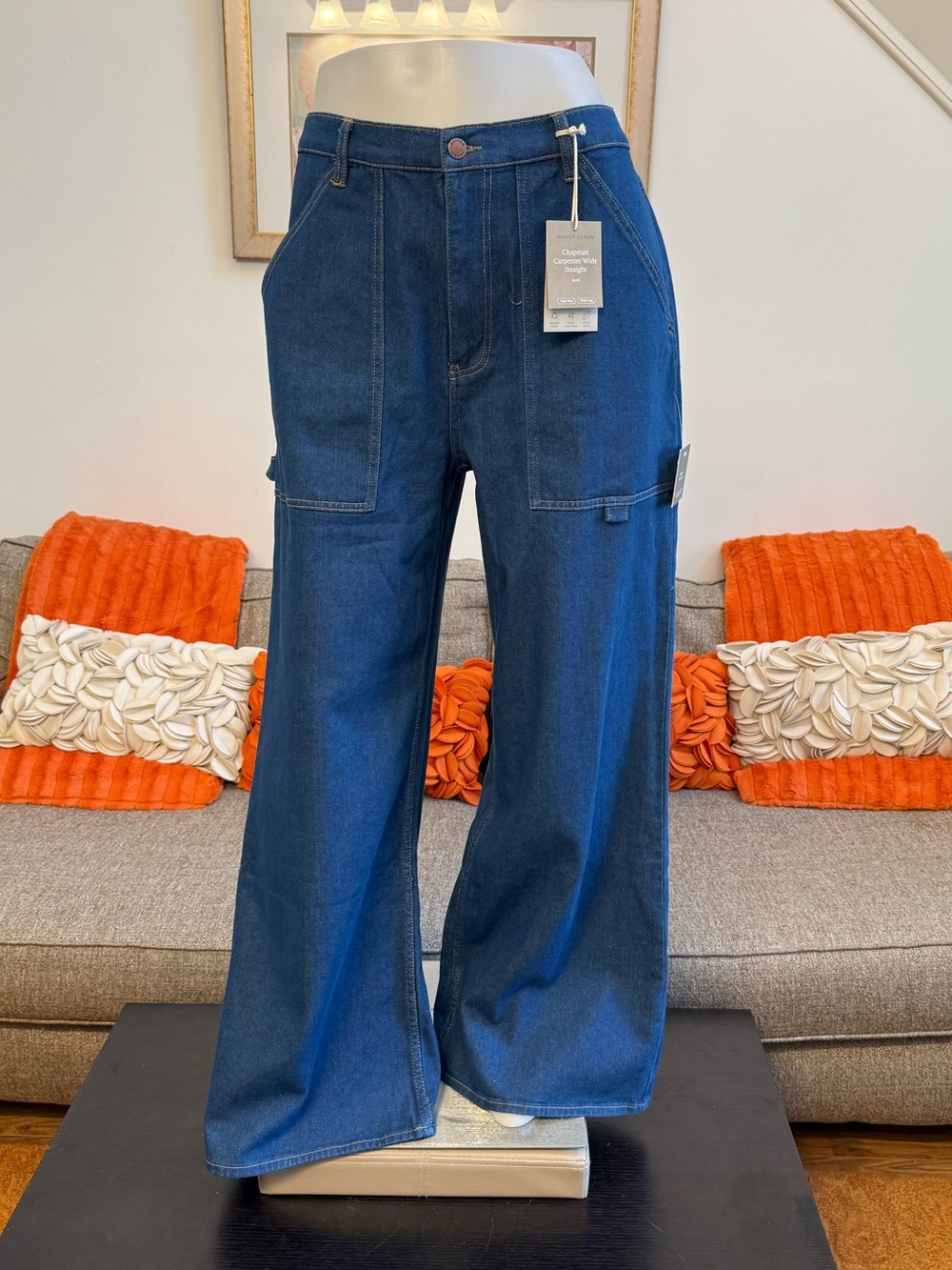NWT Oliver Logan Chapman Carpenter Straight Wide Leg Super High Rise Jeans - Picture 2 of 10